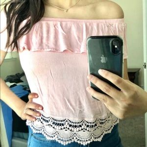 Pink Off the shoulders blouse